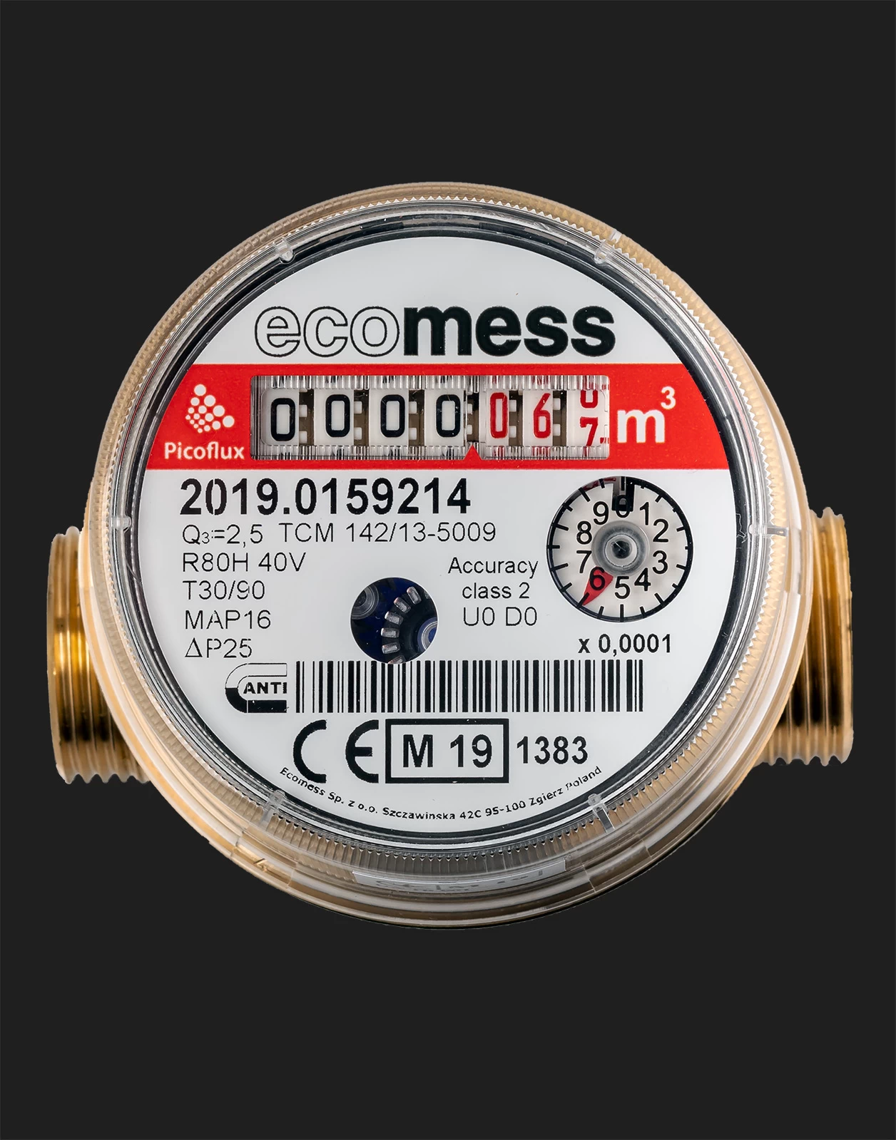 Лічильник Ecomess Picoflux гарячої води (80 мм)